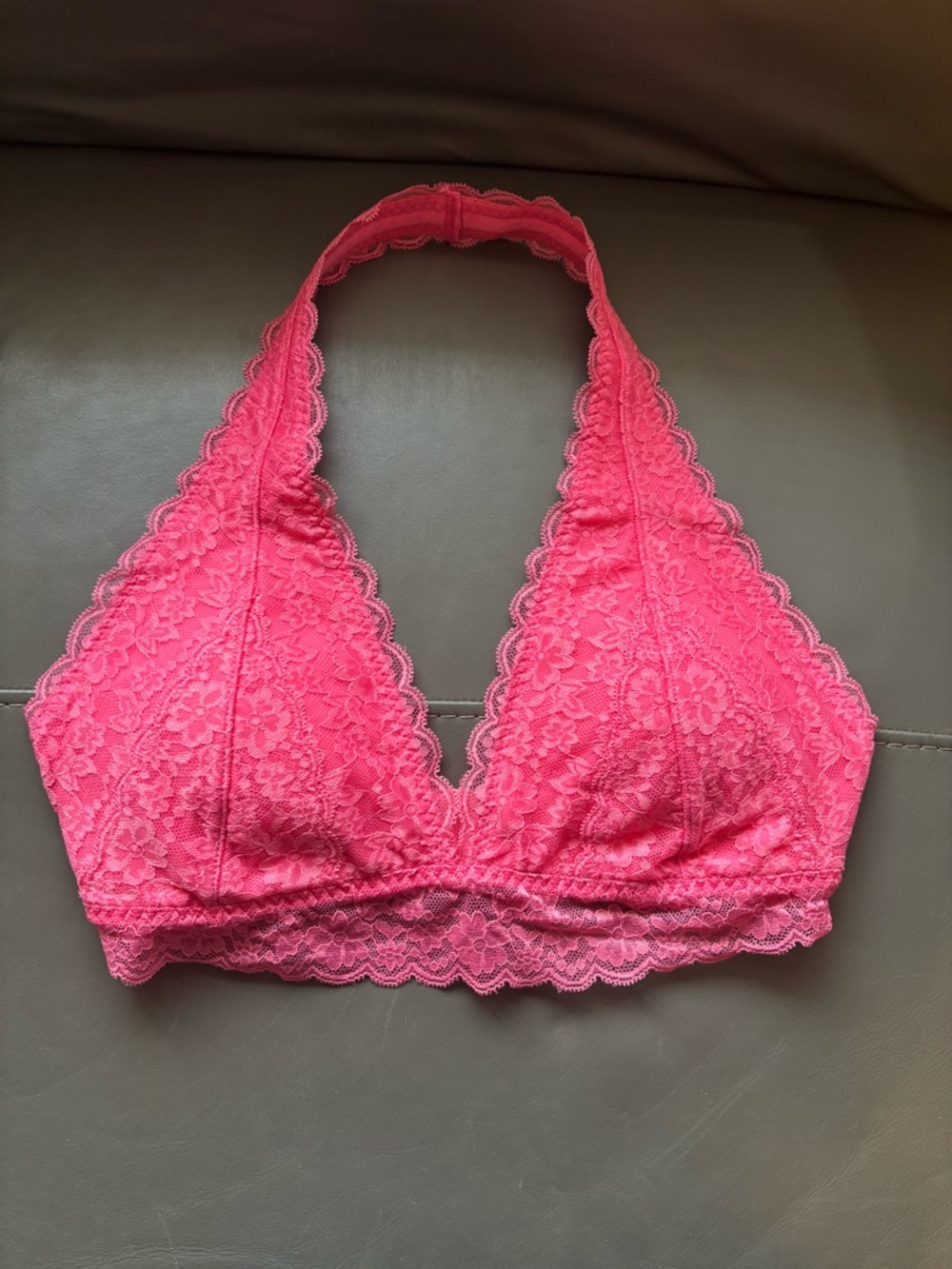 Gilly Hicks Neon Pink Lace Halter Bralette